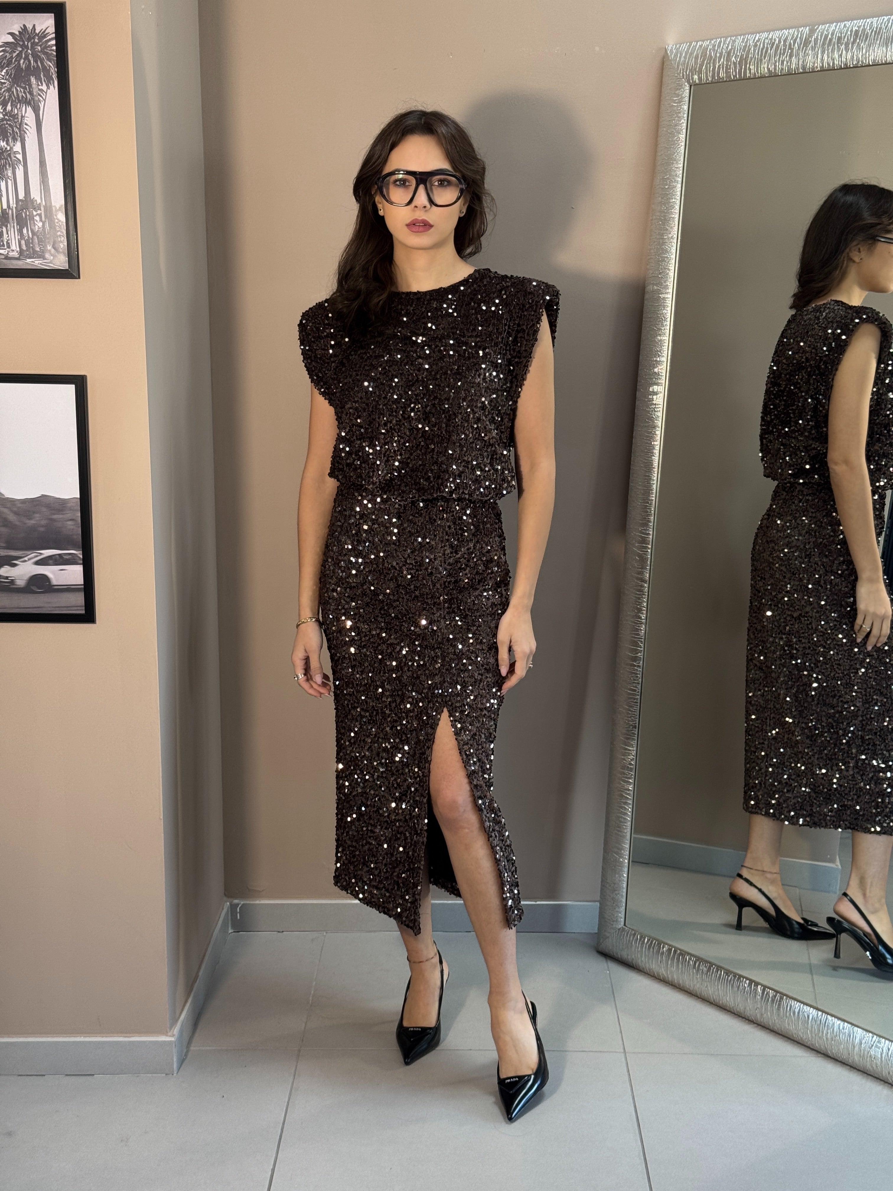 Gonna longuette Paillettes