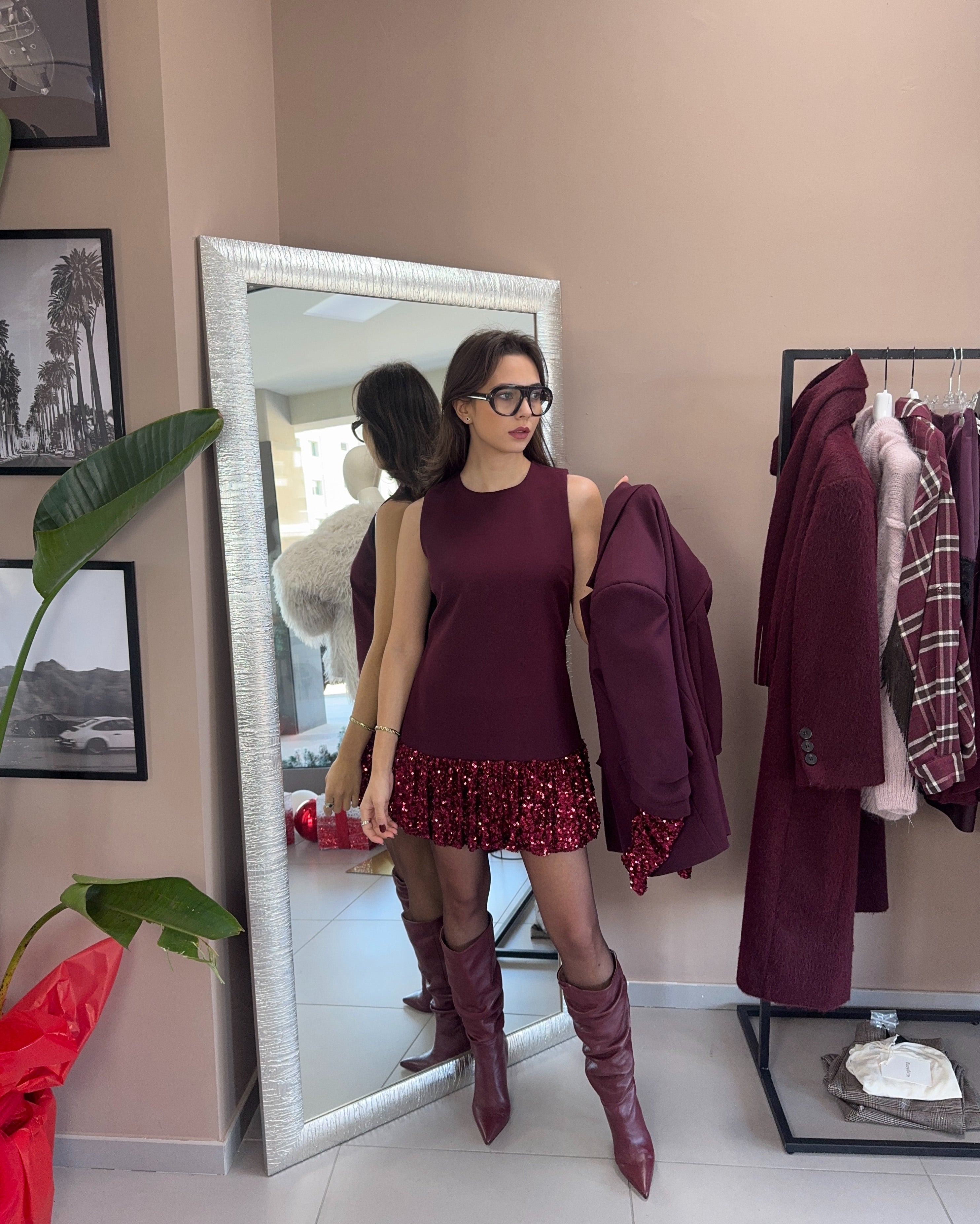 Mini dress| Burgundy