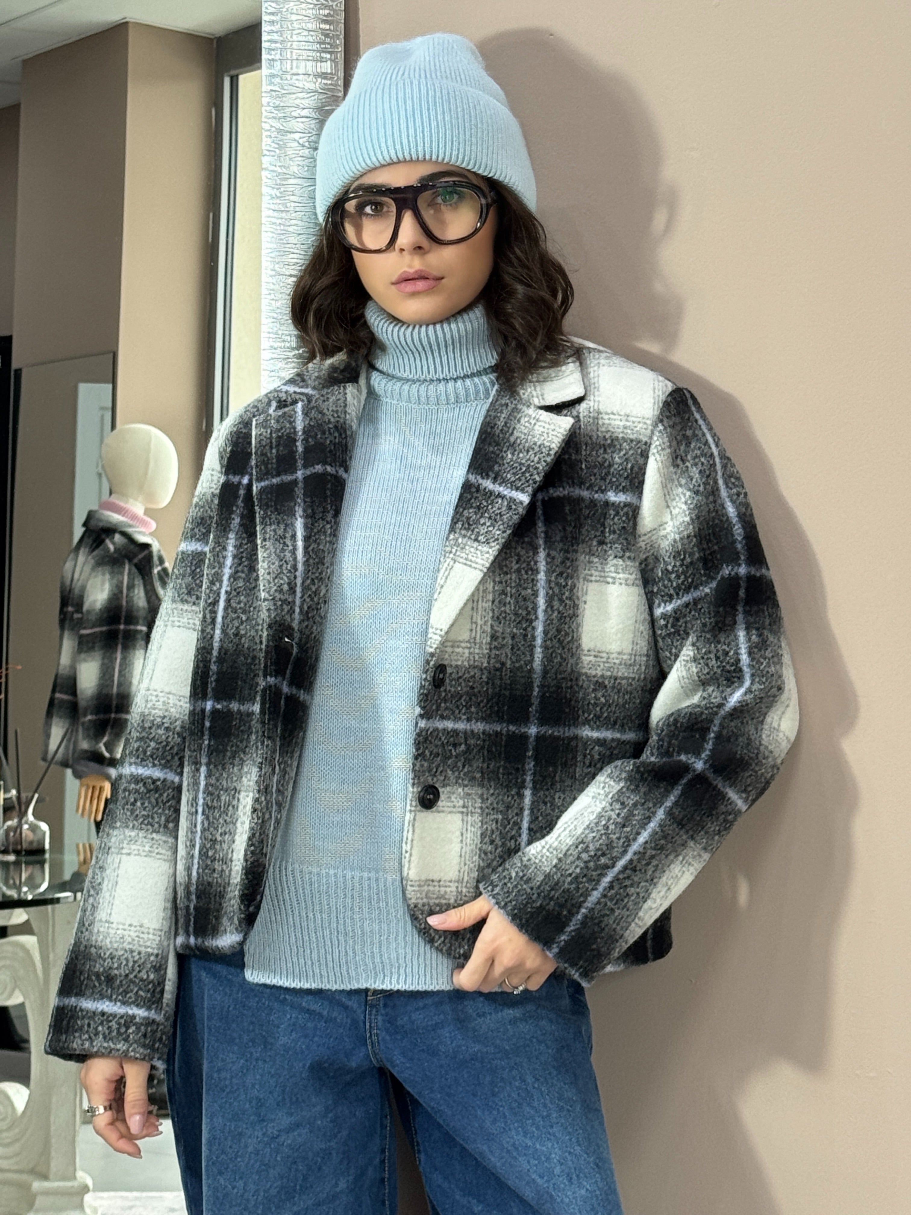 Blazer Over Crop| Sky