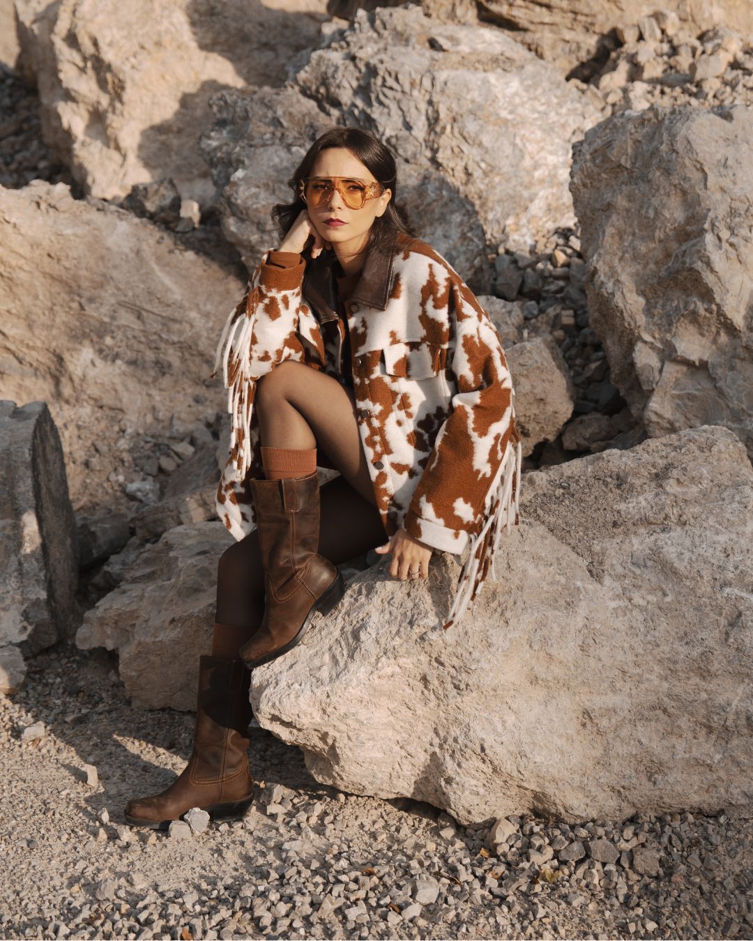 Giacca Cow Print| Frange