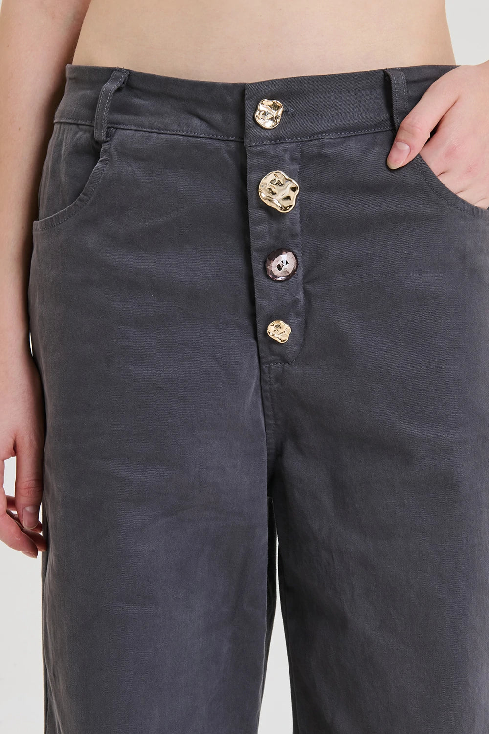 Pantalone piombo| Botton gioiello