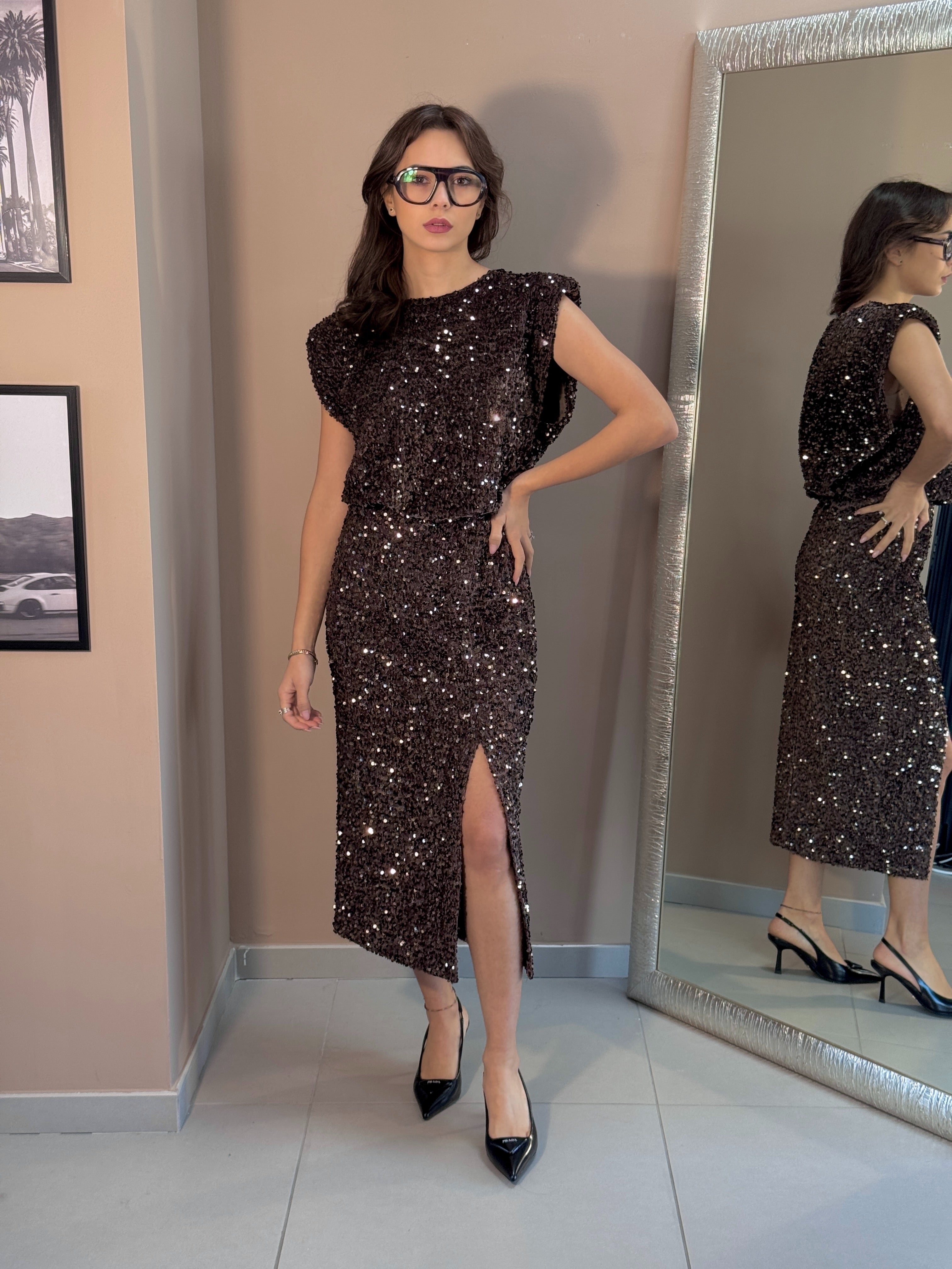 Gonna longuette Paillettes