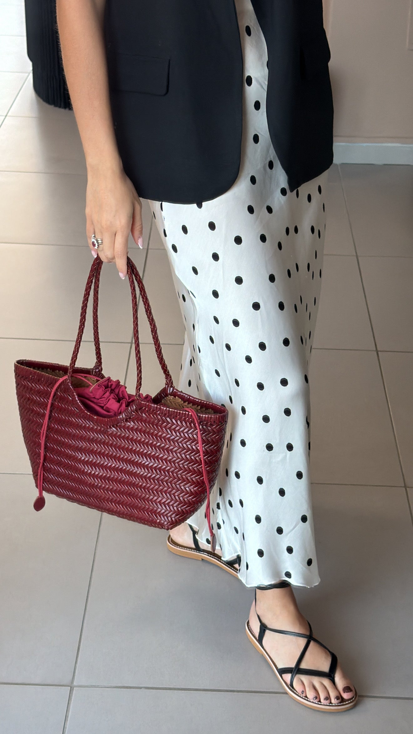 Borsa Tote intrecciata| Rubino