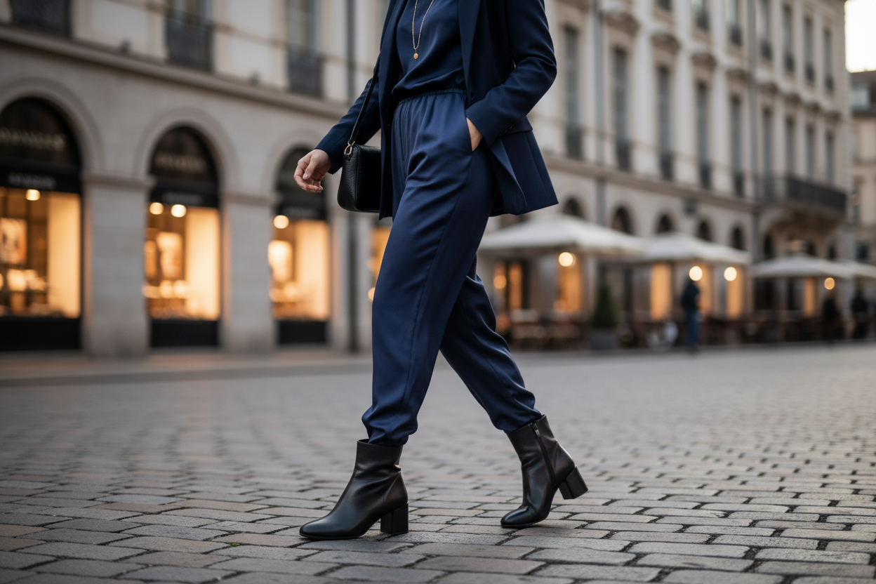 una donna che indossa Stivaletto in pelle nera

Minimal e deciso.
Tacco medio, punta arrotondata e pelle morbida per un’eleganza versatile da giorno e da sera. ambientata